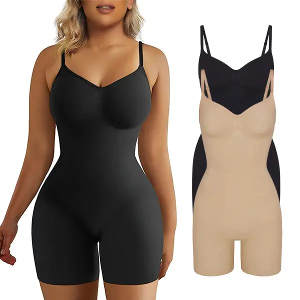 SHAPERX Shapewear Bodysuit for Women, Seamless Tummy Control Full Body Shaper with Booty Lift & Open Bust Bra Design - Smooth Stretch Nylon, Invisible Under Clothes, Essential, Office Wear, Compression, Everyday, Minimalist, Cute, Bodycon, Sleep