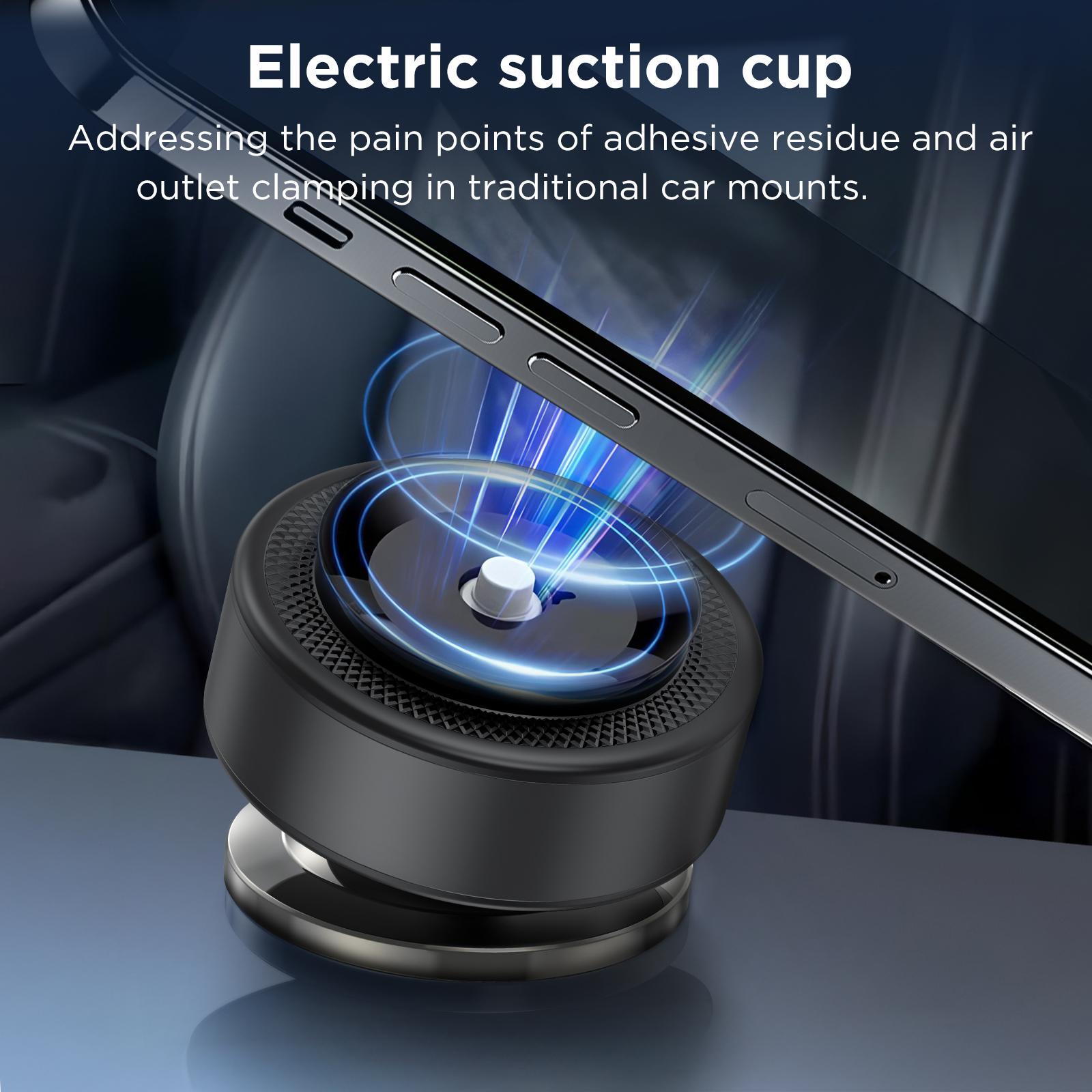 Black Magnetic Phone Holder with Suction Cup, 360° Rotatable Design, Stable & Strong Adsorption, Compatible with 4-7 Inch Smartphones, Ideal for Car & Home Use