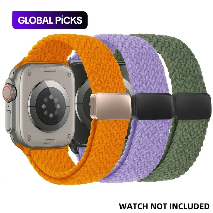 3 Pack Magnetic Braided Nylon Watch Bands, Soft Stretchy Sport Loop Straps, Breathable Adjustable Replacement Wristbands Compatible with Smart Watches Series 11 10 9 8 7 6 5 4 SE Ultra 2, 38mm-49mm