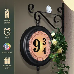 Platform 9¾ Magic Night Light Remote Control Wall Hanging Décor for Harry Fans Rechargeable Double-Sided Illumination Owl Decor Ideal Christmas Halloween Birthday Gift