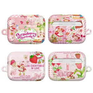Coquette Pink Strawberry Shortcake AirPods Case for Christian | Retro 80s Cartoon Aesthetic Pink Coquette | Christian Bible Verse  Cover for AirPods Pro 1/Pro 2/Pro 3 & AirPods 1/2/3/4 | Inspirational Scripture, Religious Faith, God Jesus