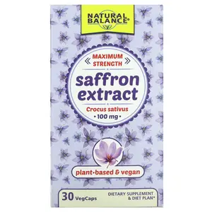 Natural Balance Saffron Extract, Maximum Strength, 100 mg, 30 VegCaps
