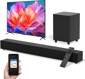 Soundbar with Subwoofer for TV, 2.1 Channel TV Sound bar Speaker with Deep Bass & 3 Equalizer Mode, ARC/Opt/AUX/Bluetooth Connect, 60W Home Theater Surround Sound System for PC/Gaming/Phone