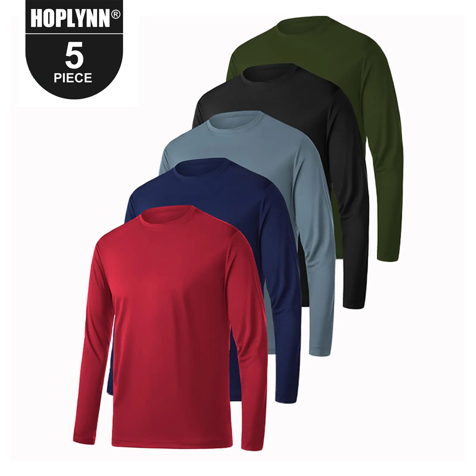 HOPLYNN 5 packs Long Sleeve Shirts for Men Moisture Wicking Mens Tee Shirts Workout T-Shirt for Running Lightweight Athletic Outfits Sports Breathable Outfits,clothes for back to school,first day of school outfits