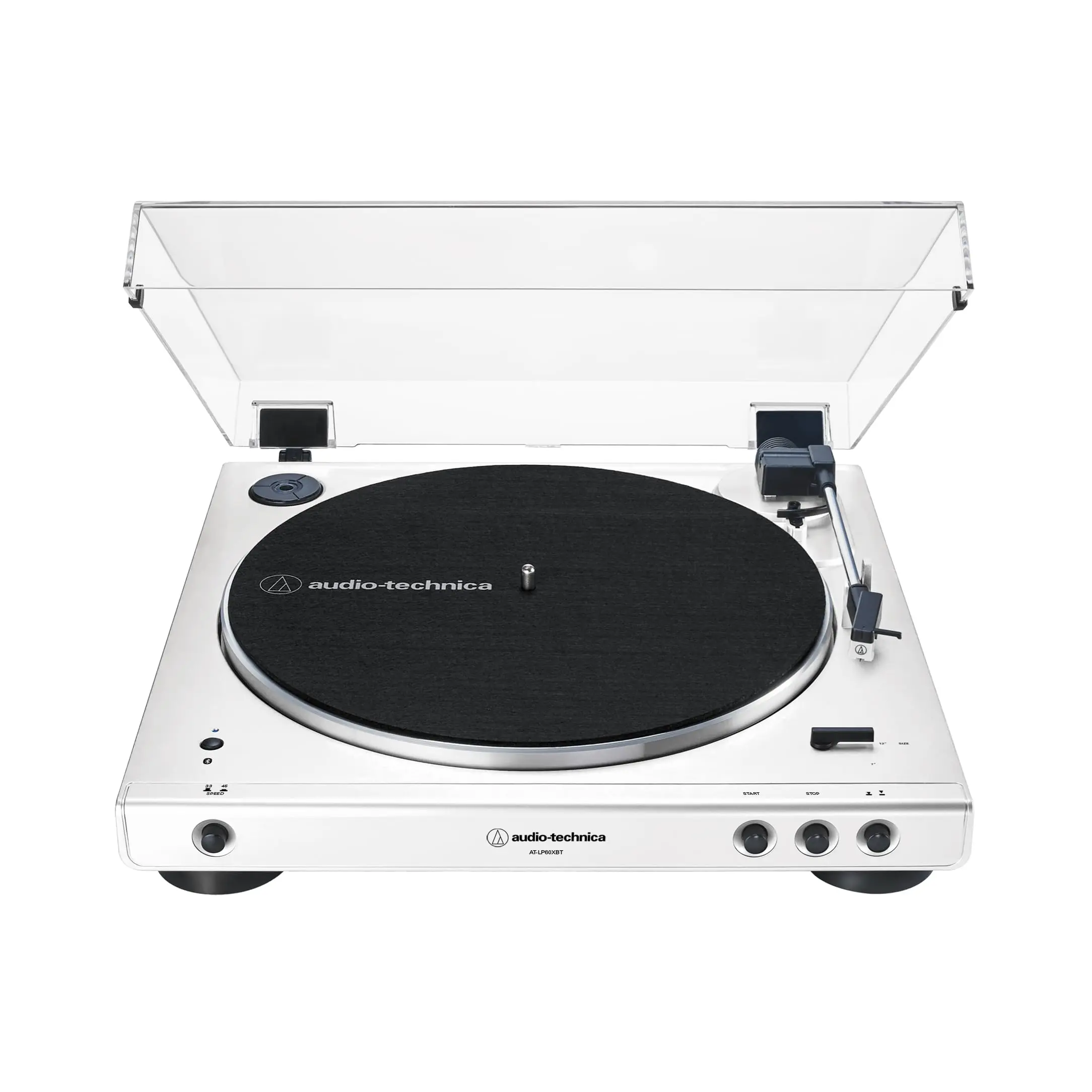 Audio-Technica AT-LP60XBT-WW Fully Automatic Bluetooth Diamond Record Player - Auto Speed (33-1/3 & 45 rpm), High-Fidelity Audio, Wired Dual RCA, Die-Cast Aluminum, Dual Moving Magnet Phono Cartridge, Anti-Resonance, AptX Codec, Adapter Compatible