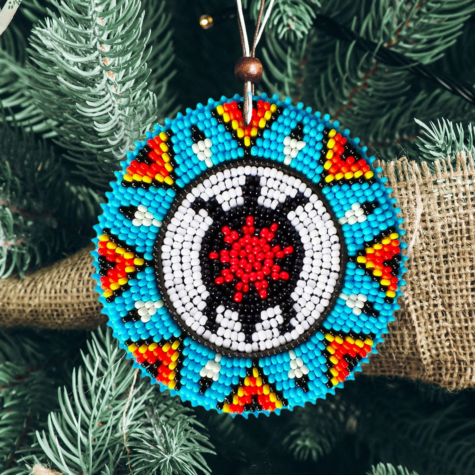 Blue Turtle Handmade Beaded Patch Necklace – Native American-Inspired Pendant, Unisex, Adjustable, Tribal Boho Jewelry for Men & Women