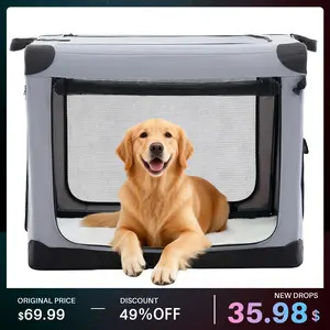 Soft-Sided Dog Crate, Portable Travel Crate With 4-Side Ventilation & No-Tools Setup,Ideal For Car, Hotel, And Vet Visits With Medium Sized Breeds