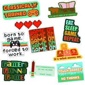 Video Game Sticker Extra Large Stickers for Adults Funny Adhesives with Memes Funny Stickers with Colorful Graphic Decals Sarcastic  Funny Gamer  Multi