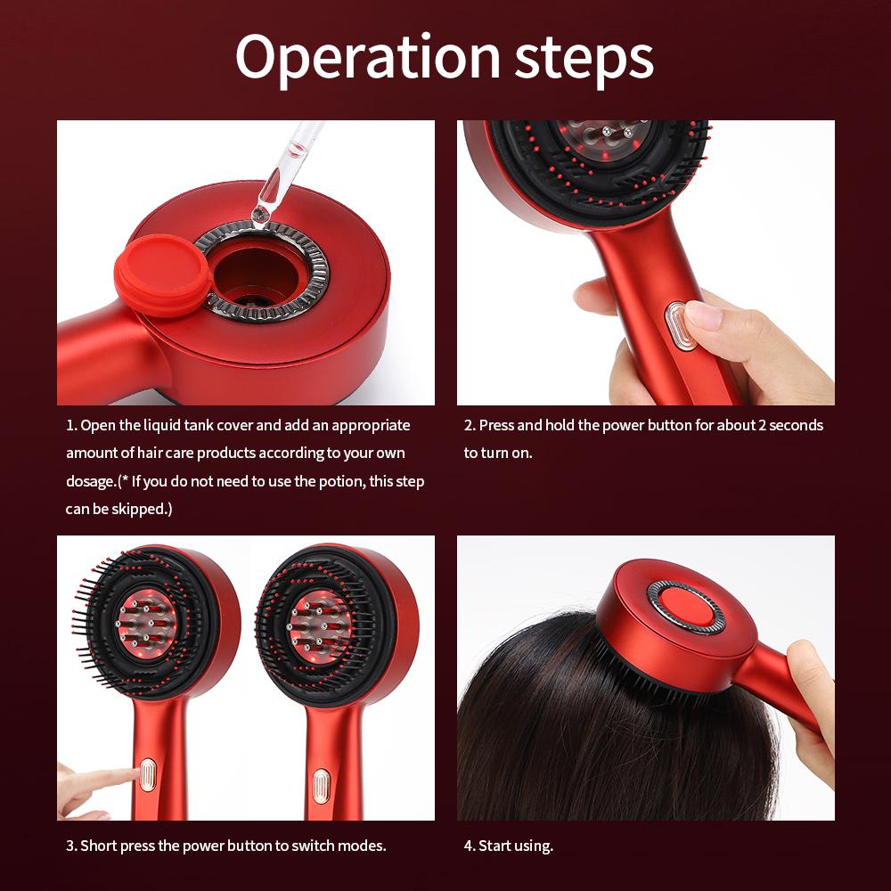 Multifunctional Scalp Massage Comb with Red Light for Hair Care Anti-Hair Loss Type-C Charging for Fluffy Volume and Healthy Growth breo massager indian head serum infusion
