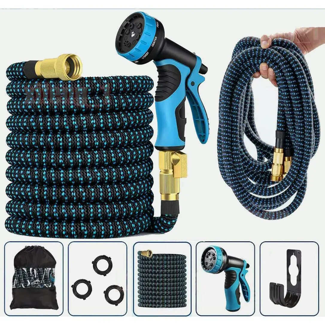 50ft Expandable Garden Hose Lightweight Triple Layer Latex Core with 10 Function Spray Nozzle for Gardening Car Wash Watering Durable USA Shipped Flexible Expanding Hose Collapsible Hose