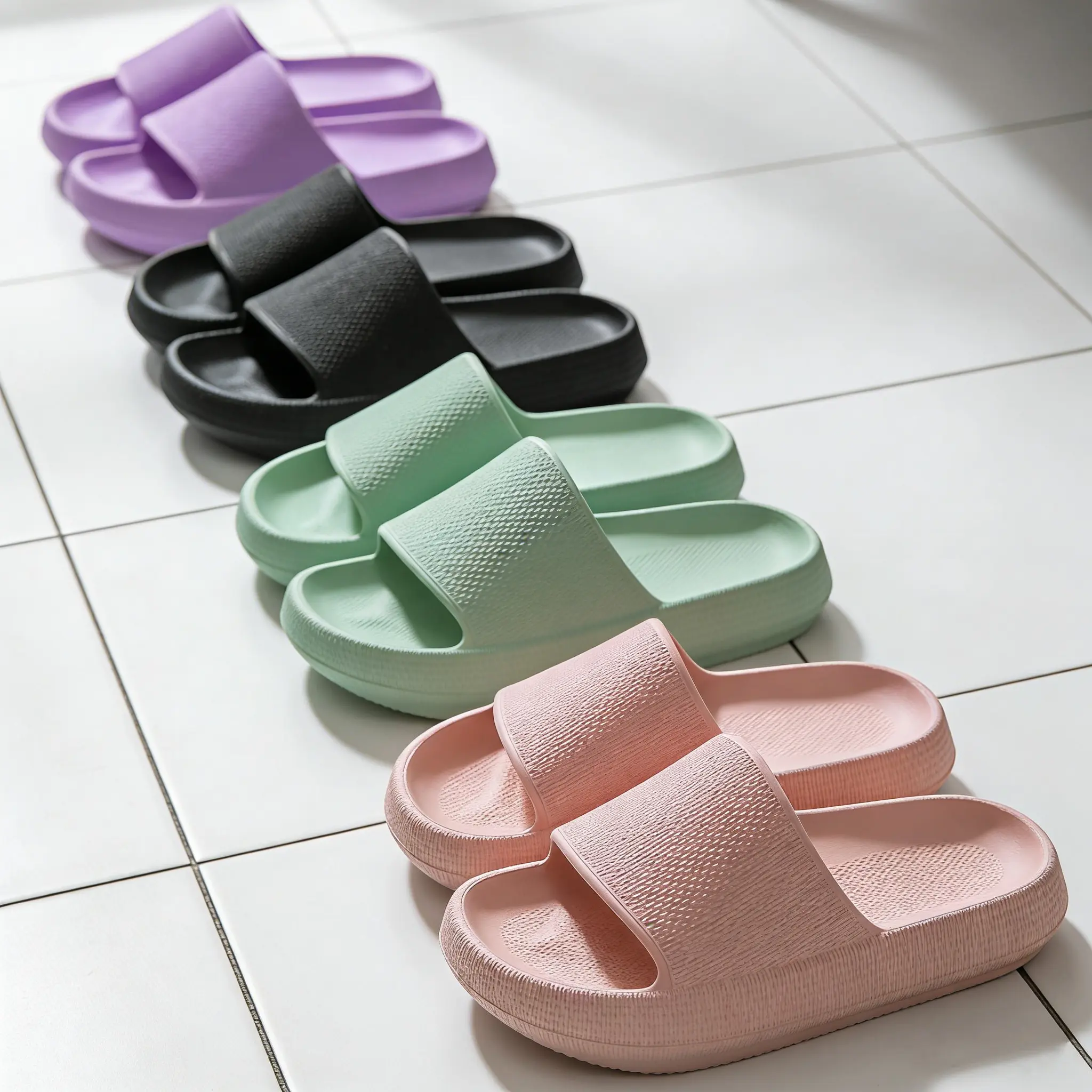 Women's Anti-Slip Outsoles Fashion Slippers, Quick-Drying Ultra-Cushioned Thick-Sole Slides, Comfortable Bathroom Use Footwear for Girls, Anti-Slip Outsoles Women's Fashion Slippers