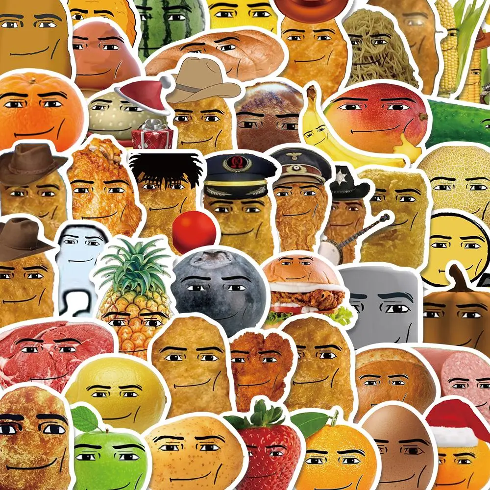 Food Themed Emotional Sticker, 50pcs/set Decal Set Funny Cartoon Sticker, Decorative Sticker, Phone Decoration for Smartphone, Cellphone, Phone Case, Water Bottle, Laptop, Guitar, Bag, Water Cup, Scrapbook, Screen Protector, Funny Stickers
