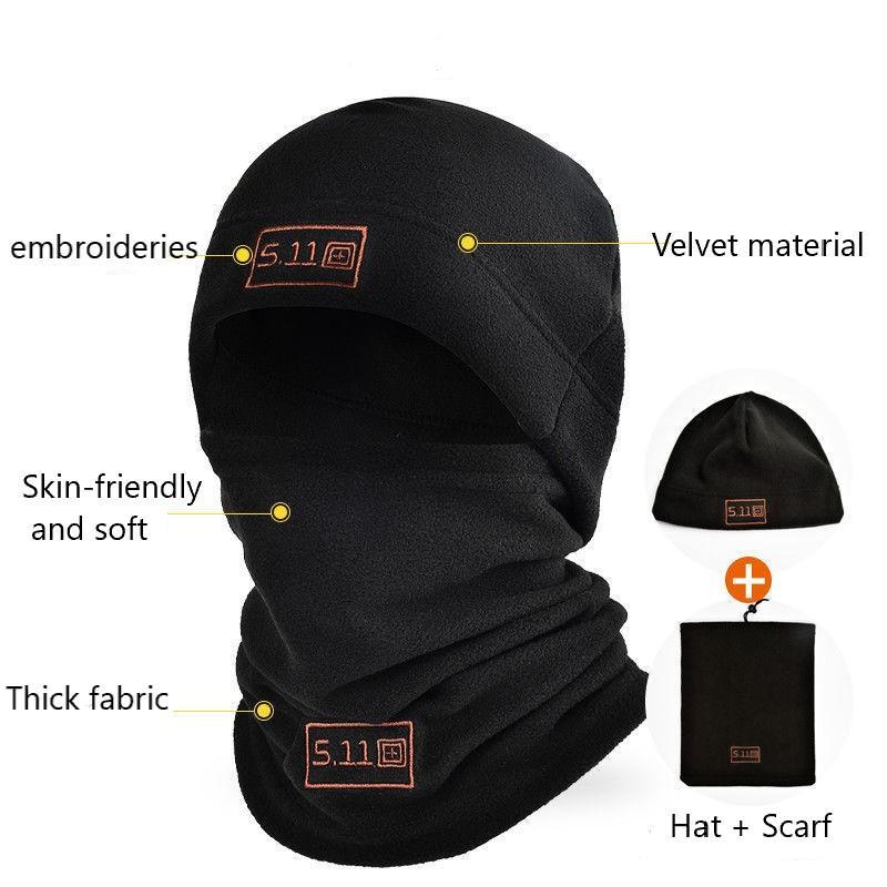 Windproof Beanie with Scarf Two Pieces Polar Fleece Balaclava Hood Face Mask Ski Mask For Cycling Skiing Fishing Outdoor Activity Construction Sites Farms And Training Fashion Shiesty Mask