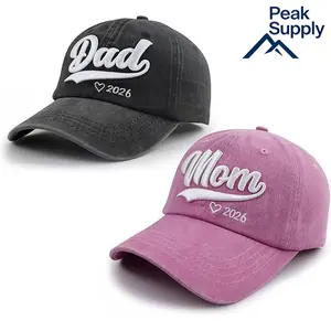 Peak Supply 3Pcs Mom & Dad Baseball Cap Set 3D Embroidered Adjustable Hats for New Parents I love my home Loving Family Matching Gift for Mom and Dad