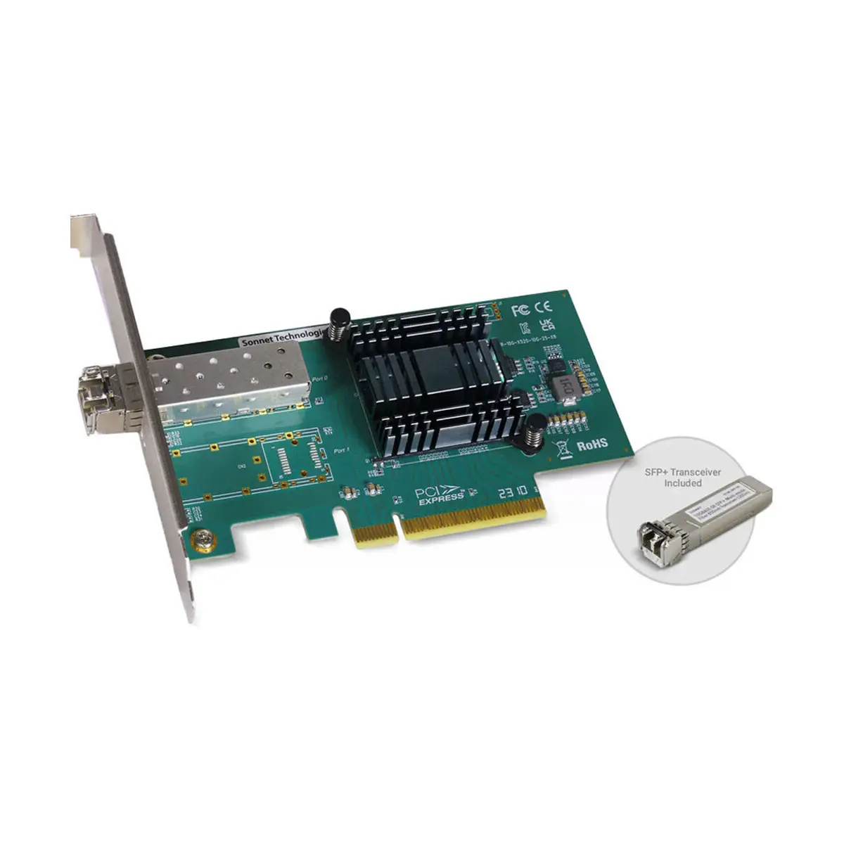 Sonnet Solo10G SFP+ V2 1-Port 10 Gigabit Ethernet PCIe 3.1 Card with SFP+ Transceiver