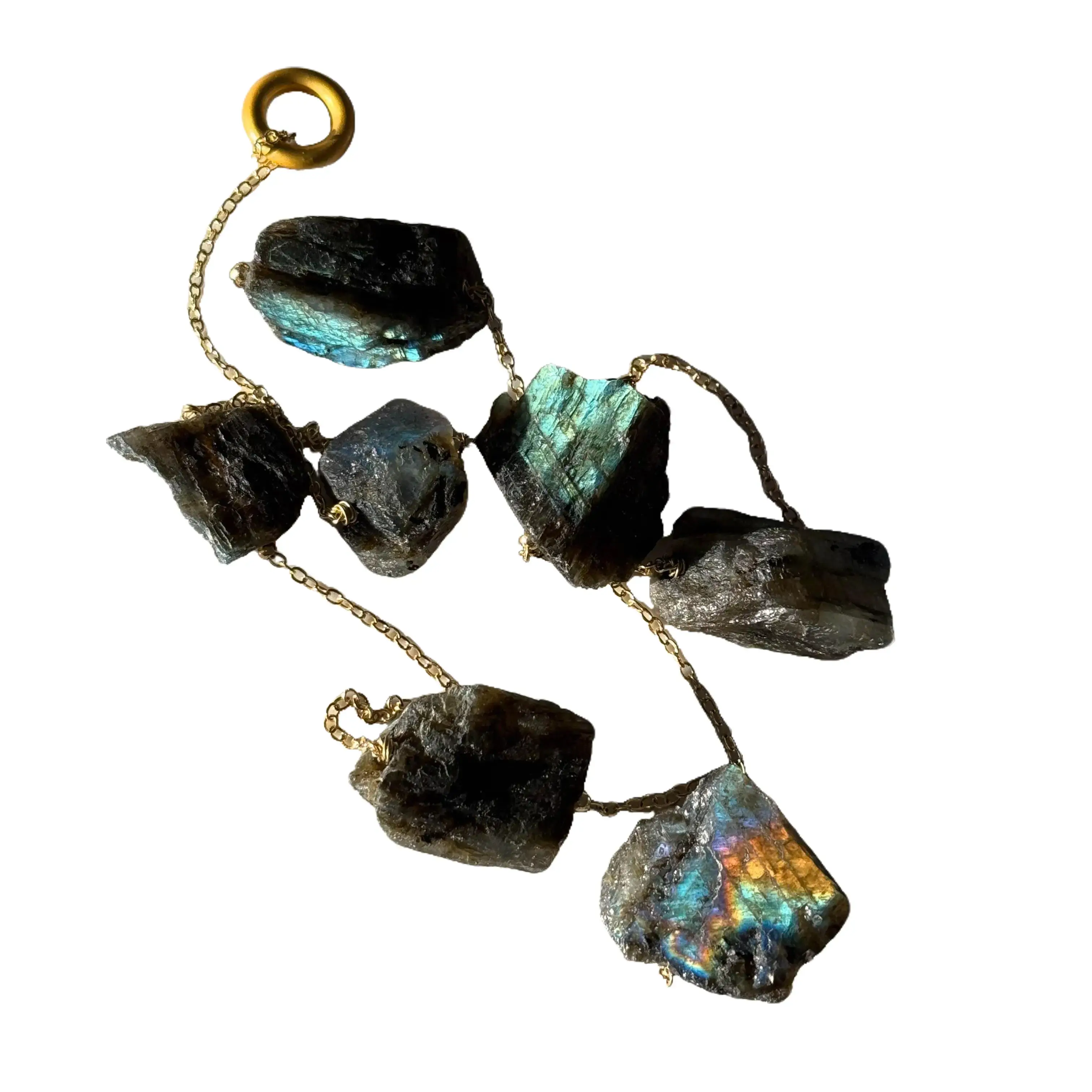 Raw Crystal Wall Hanging on Gold Chain - Home Decor