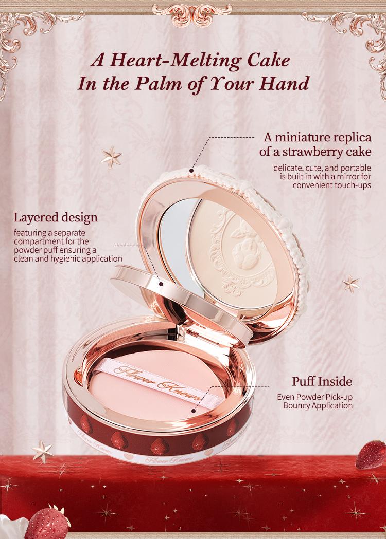Flower Knows Strawberry Cupid Collection Pressed Powder, oli control, with powder puff, longlasting, non cakey, dealsforyoudays