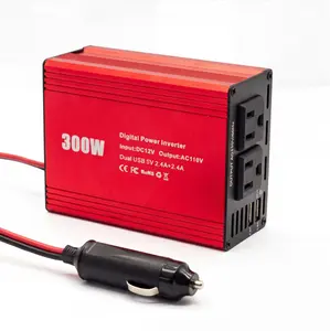 300W Car Power Inverter - DC 12V to 110V AC Car Plug Adapter with 30W USB-C & 18W USB-A Dual AC Outlet, Fast Car Charger Adapter for Laptop, Vehicles, Road Trip Essentials