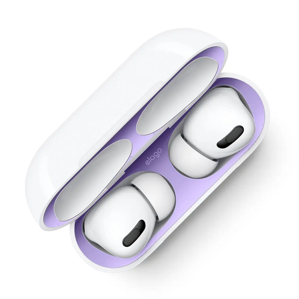 [elago Official] Metal Dust Guard for AirPods Pro & 2 (2 Sets), 0.04 mm Thick Metal Plate Accessory with Magnets, Prevents Black Marks & Buildup, Protects Inside Magnet Zones, Easy to Install