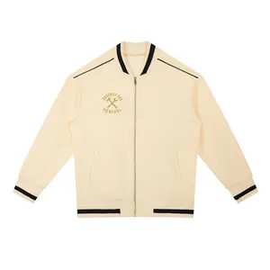 Contrast Piping Zip Bomber Jacket