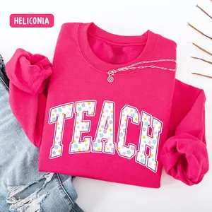 Easter Teacher Gildan Sweatshirt, Pastel Floral Teach Pullover, Spring Teacher Sweater, Elementary Teacher Easter Day Outfit, Cute Holiday Gift