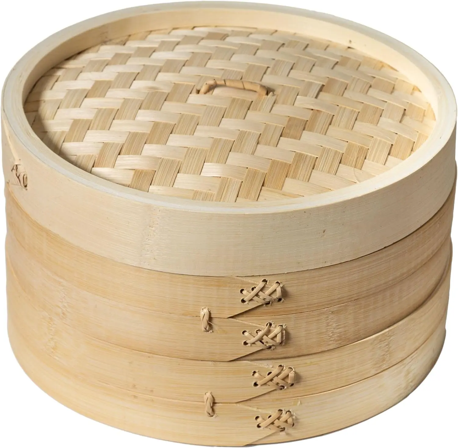 2-Tier Bamboo Steamer Baskets, 10/12-Inch