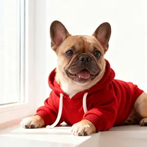 Cozy Hoodie Puppy Sweater（Runs Small/ Size Up) 100% Cotton with Concealed Leash Buckle Chest Pocket Local Shipping for Pets