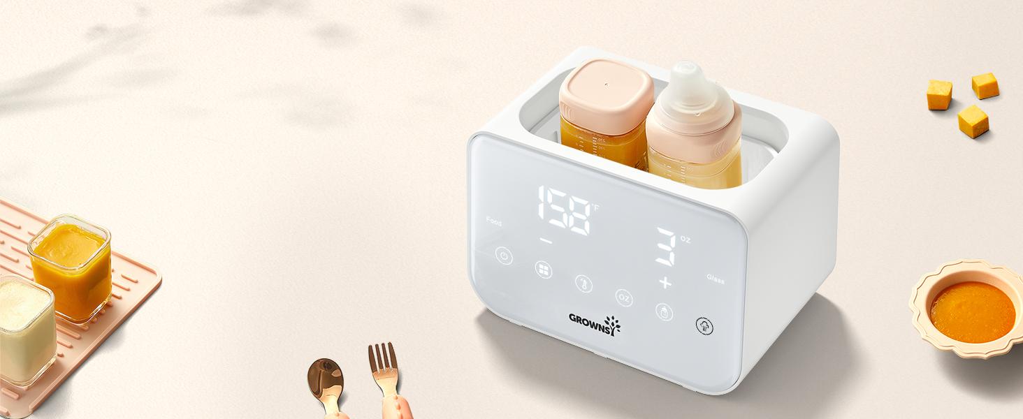 GROWNSY 10-in-1 Smart Double Baby Bottle Warmer with Precision Temp Control, Fast Heating, 24H Keep Warm, Sterilizer, Defrost, Timer & Auto Shut-off – Safe for Breastmilk/Formula/Tall Bottles – Ideal for Twins & Night Feeds – 2025