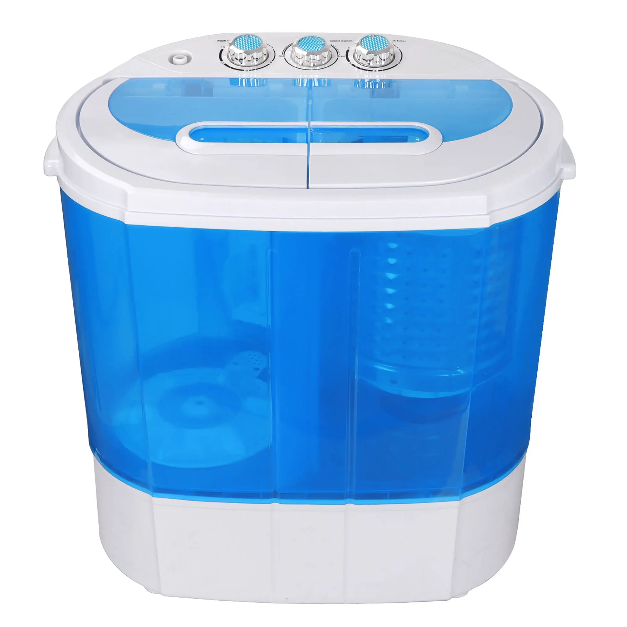 Portable Semi-Automatic Washer and Dryer Combo Home Appliance for Camping, Apartments, Dorms - 10lbs Total Capacity (5.5lbs Wash, 4.4lbs Spin Dry), Compact Mini Corded Plastic-Body Unit, Blue + White,back to school,back to school haul