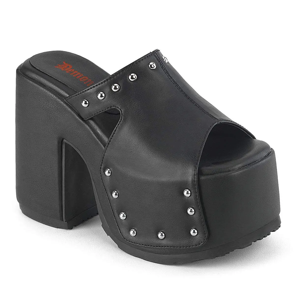 Demonia Camel-109 Black Vegan Leather Sandals