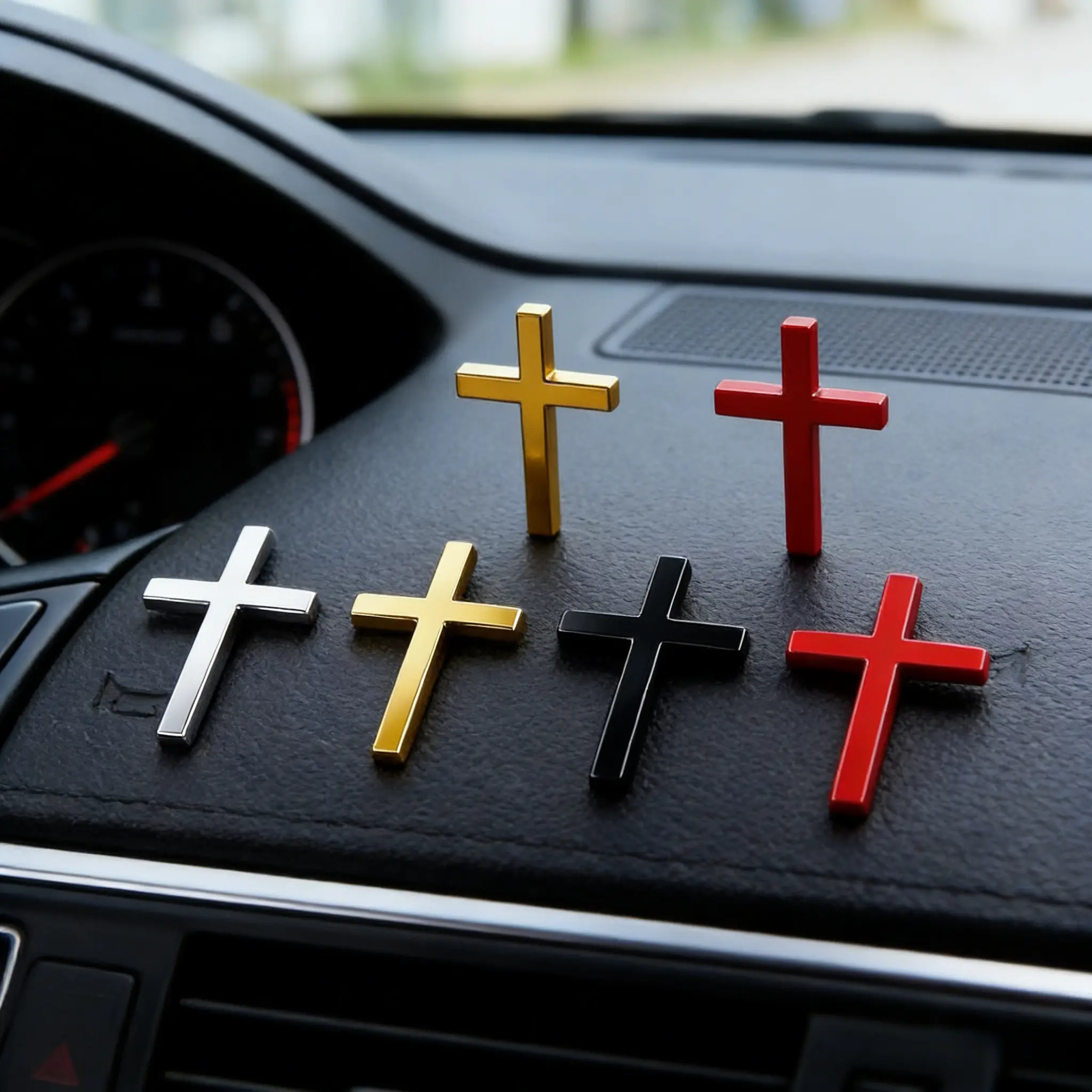 Zinc Alloy Chrome Christian Cross Car Sticker - High-Grade Exquisite Quality Christian Symbol Cross Decal for Cars, Motorcycles, SUVs, Protects Surfaces, Covers Scratches