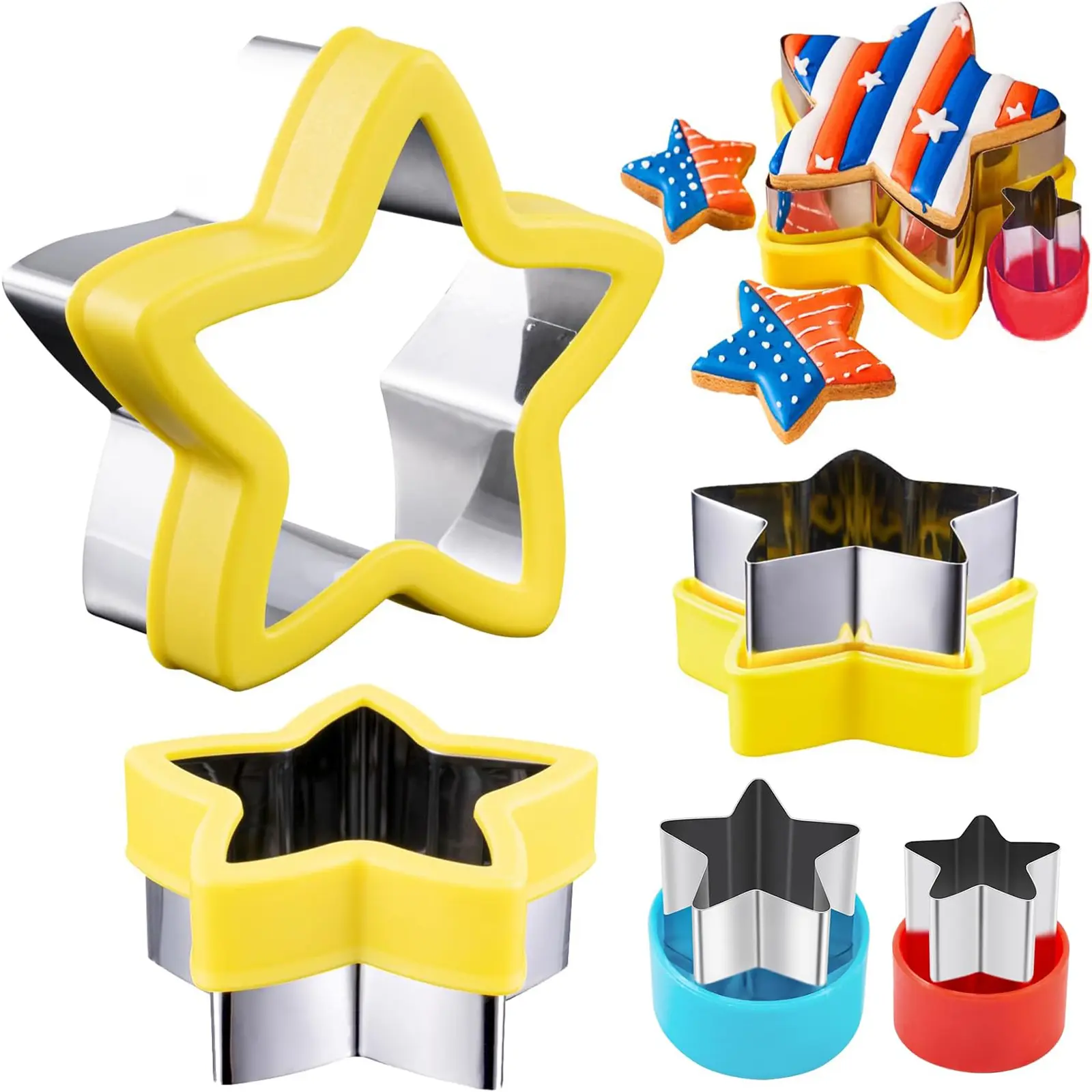 Sandwich Sealer & Cutter Set - Food Safe Circle Molds, Fruit & Cookie Cutters Home Baking Supplies Kit, Money Saver Kitchen Utensils for DIY Bento & Family Breakfast
