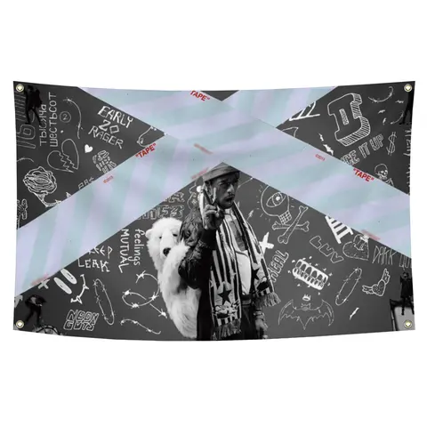 Luv Rage Flag Rapper Graphic Wall Tapestry - 3x5 ft 100% Polyester Double-Stitched Durable Hanging Wall Decor, Indoor/Outdoor Use with Brass Grommets, Room Accessory for College Dorms & Homes