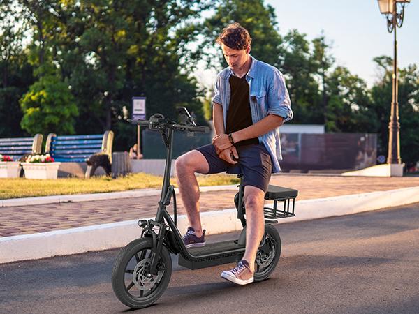 [AOVOPRO-VOLTVOGUE] ESBS Electric Scooter, Peak Power 750W, TopSpeed 22 mph, 10.5-22.5Ah, Driving Range 20-60 Miles,Rear Disc Brake + Electronic Brake, 14-inch Inflatable Tires.