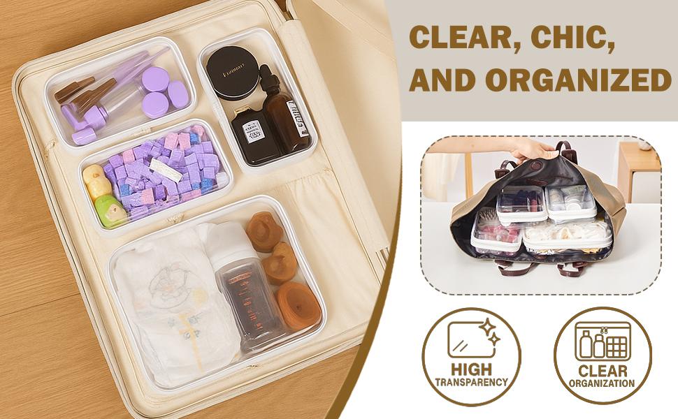 6 Pack Clear Hard Shell Zipper Case, Portable Travel Makeup & Toiletry Organizer, Zippered Toy Storage, Pencil Case, Toy Storage Box, Waterproof and Dustproof Hard Plastic Cosmetic Storage Bag, Travel Transparent Zipper Storage Box, Valentine's Day Gifts