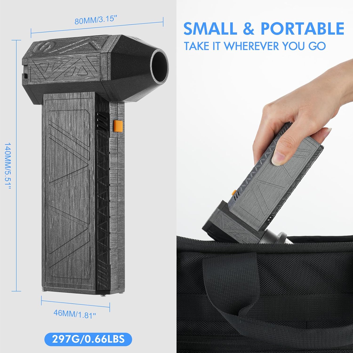 130000RPM Cordless Electric Air Duster & Handheld Snow Blower, Pure Copper Motor Turbo Jet Fan, Type-C Rechargeable Adjustable Gears Portable Blower, for Snow, Dust, Debris, Pet Hair, Leaf Removal & Car Drying, PC Car Home Garden Cleaning, Gifts for Men