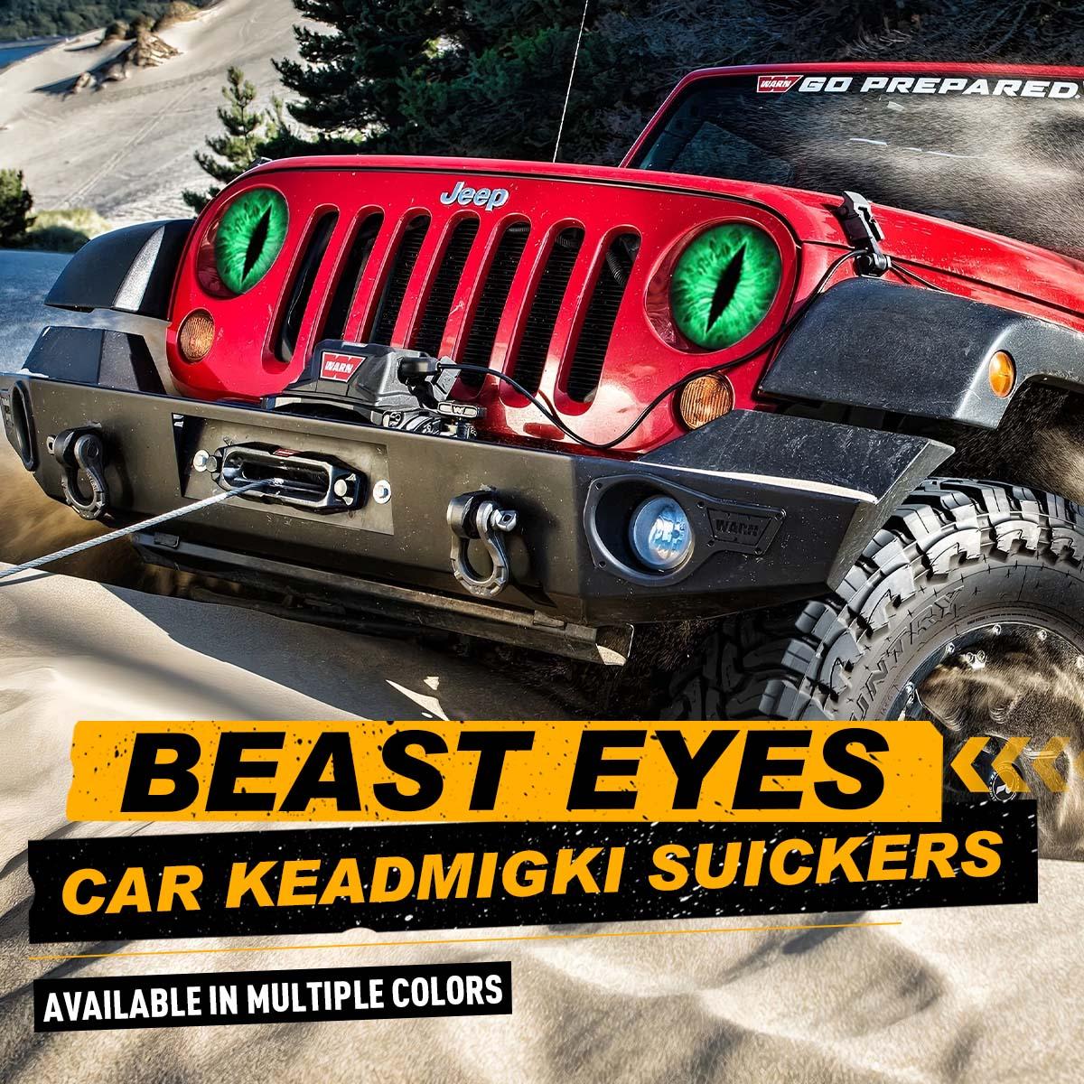 Beast Eyes Headlight Decals Pair Round 3D Stereo Eyes Decal Stickers for Truck Car Body Window Bumper Decoration Stylish Car Merch Fun Unique Design Greenish Spring