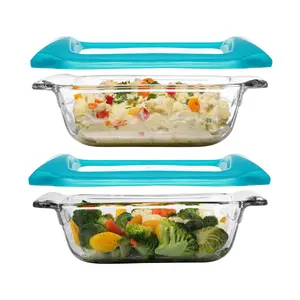 Libbey Baker’s Premium 2 Piece Glass Baking Dish Set, Stackable Casserole Dish with Lid Set, Baking Glassware for Casseroles, Lasagna, Brownies