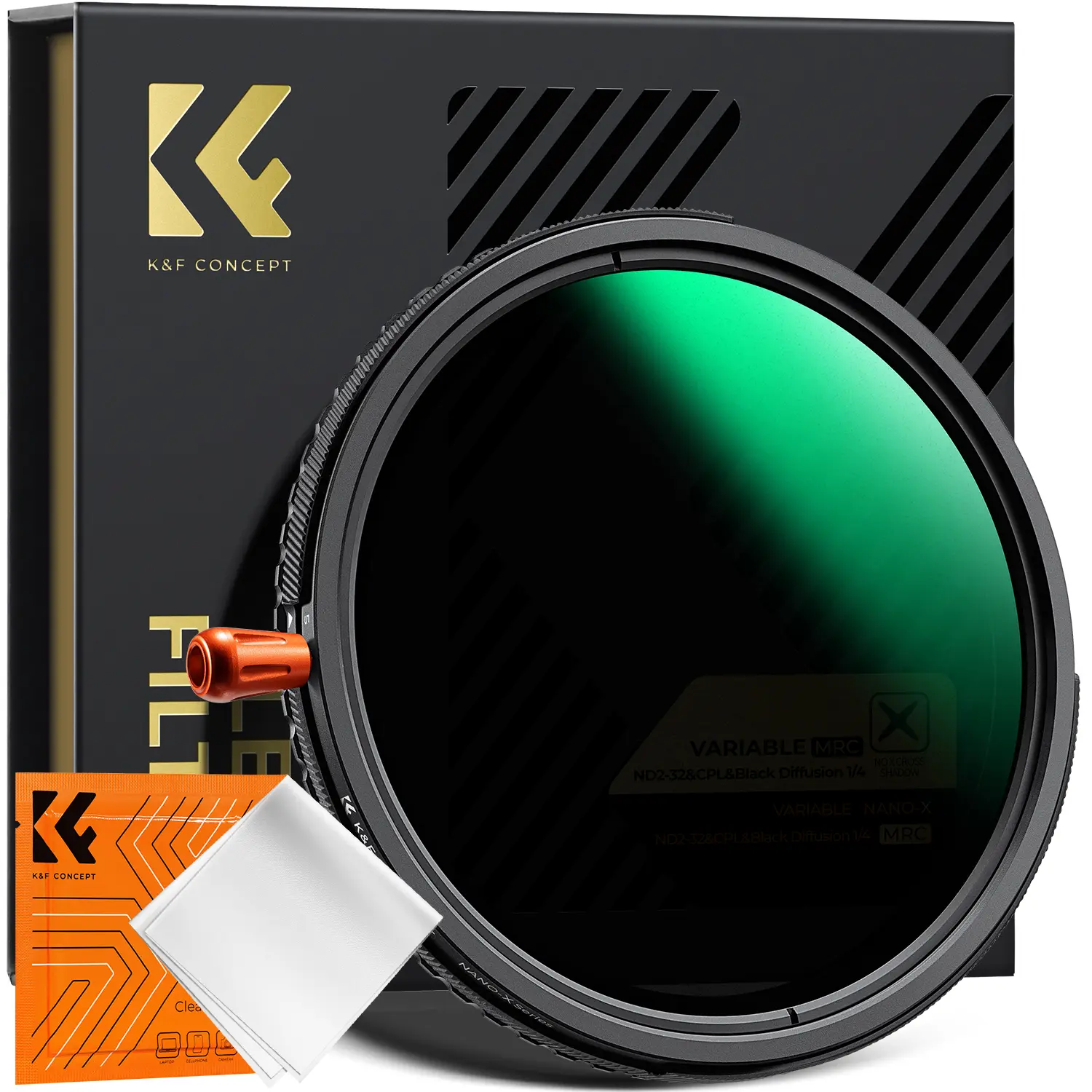 【DealsForYouDays】[K&F CONCEPT] Black Diffusion Mist Effect 1/4 & Variable ND2-32(1-5 Stops) & Circular Polarizing Filter CPL-in 1 HD Lens Filter with 28 Multi-Coated for Camera Lenses (Nano-X Series)