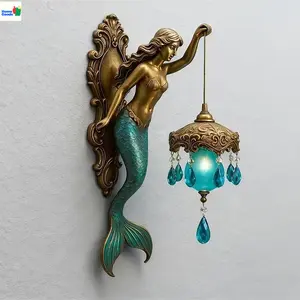 Mermaid Wall Lamp Creative Nautical Bohemian Ocean Mermaid Art Wall Light - Vintage Night Lamp with Soft Glow, Chic Fantasy Themed Design Home Decor Lighting, Fit for Bedroom Hotel & Restaurant Decoration, Perfect Festive Gift for Christmas and New Year