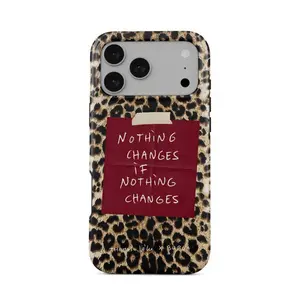 Aesthetic Polycarbonate Customized Leopard Print Slogan Phone Case - 2-in-1 Glossy Durable Shockproof Water-Proof Mobile Phone Accessory with Anti-Impact Protection for iPhone 17/16/15/14/13/12/11/X & Select Models, Ideal Holiday Gift for Friends