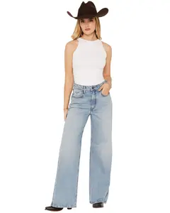 Kimes Ranch Women's Light Wash Zoey High Rise Wide Denim Jeans - Wje0000027-Bl035