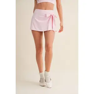 Wrap Tie Skort: Pink