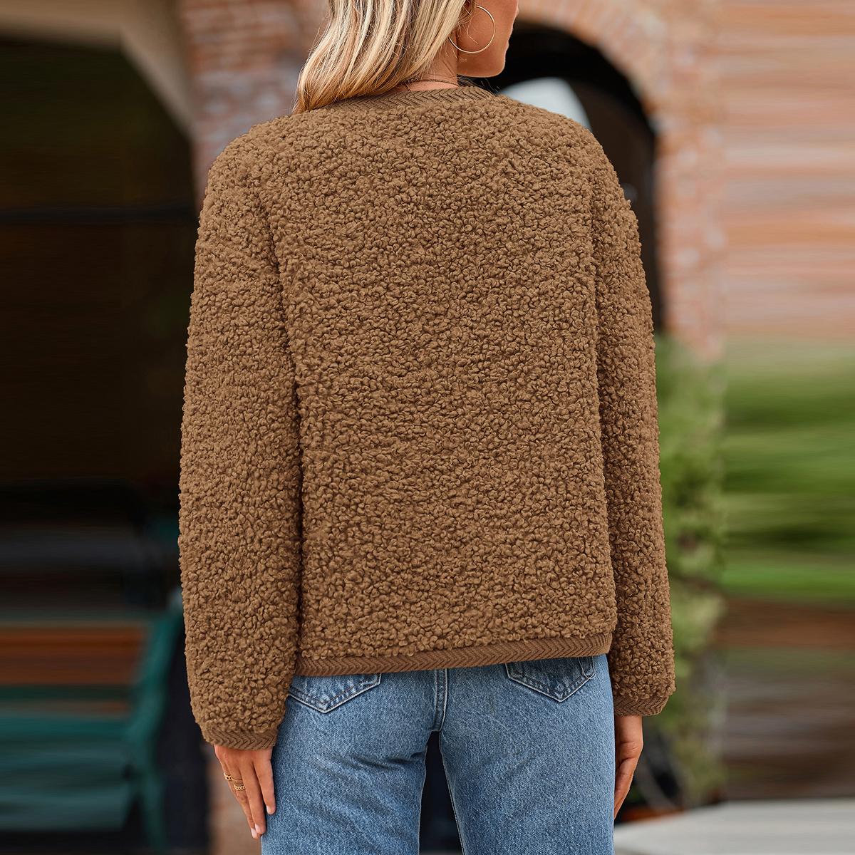 PrettyGarden Women's Faux Fur Shearling Coat Fuzzy Fleece Button Up Trendy Fall Winter Cropped Jackets Womenswear Casual