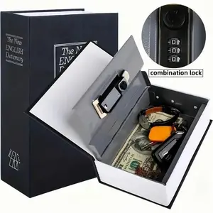 Book Money Box with Password Lock, 1 Count Hidden Secret Storage Box, Safe for Cash, Jewelry, Passports, Valuables, Secure Lock Box for Home, Office, Travel, Mechanical Box storage organization