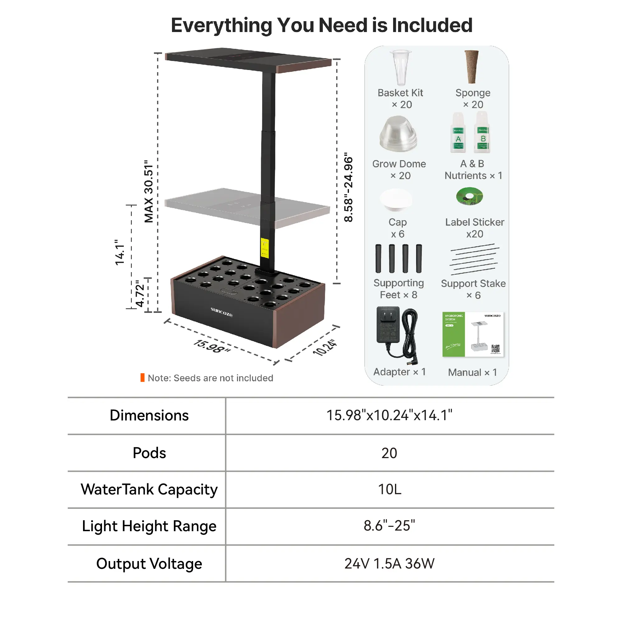 Black & Brown-20 Pods & 36W Light