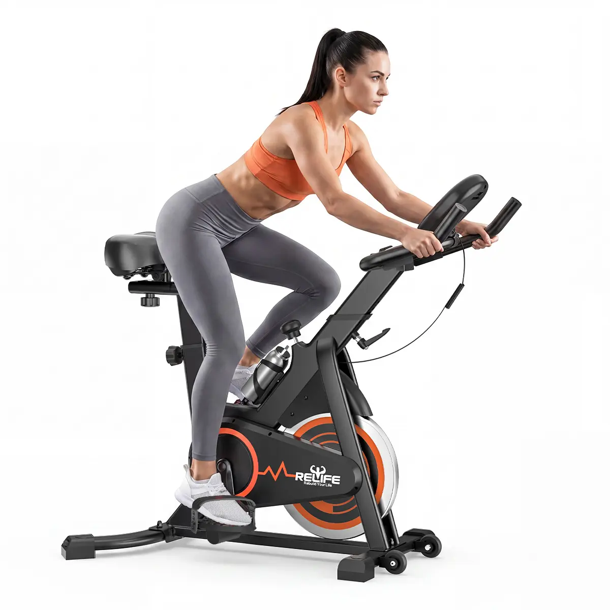 RELIFE Rebuild Your Life Compact Exercise Bike Indoor Cycling Bike Fitness Stationary Bike with Adjustable Resistance for Home Gym Workout 330LBS