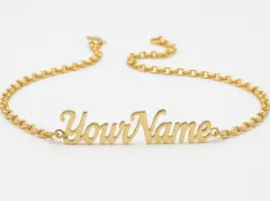 Personalized Gold Nameplate Necklace Custom Script Pendant Jewelry The Signature Personalized Name Necklace for Customized Gift
