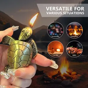 (Without Butane)Torch Lighter, Creative Desktop Golden TurtleButane Lighter, Cool Portable Gas Lighter,Adjustable Soft Flame Lighter, RefillableButane Lighter for Men Women Friends Gifts