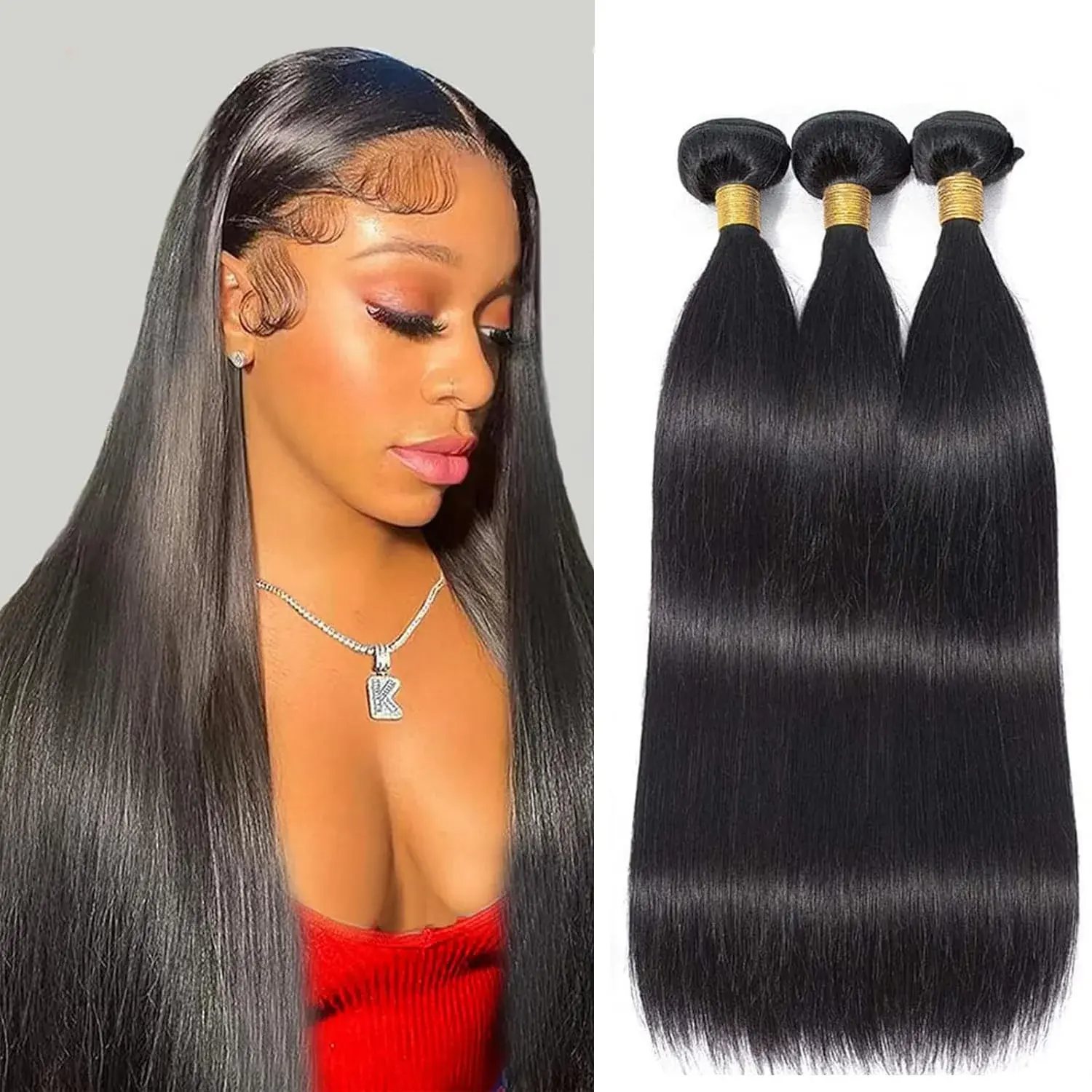 ISEE HAIR 10A Grade Human Virgin Straight Hair Bundles 1 piece(100±5g) Extensions Double Weft Natural Looking Premium Extensions for